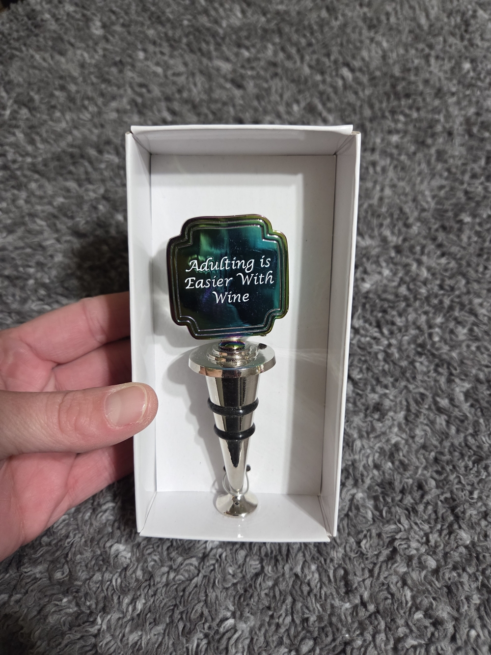 Wine Bottle Stopper - 'Adulting is Easier With Wine'
